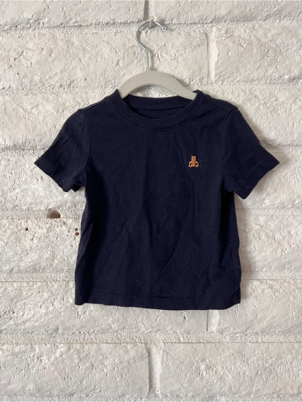 GAP Navy Short-Sleeve Tee with Small Orange Embroidered Pony